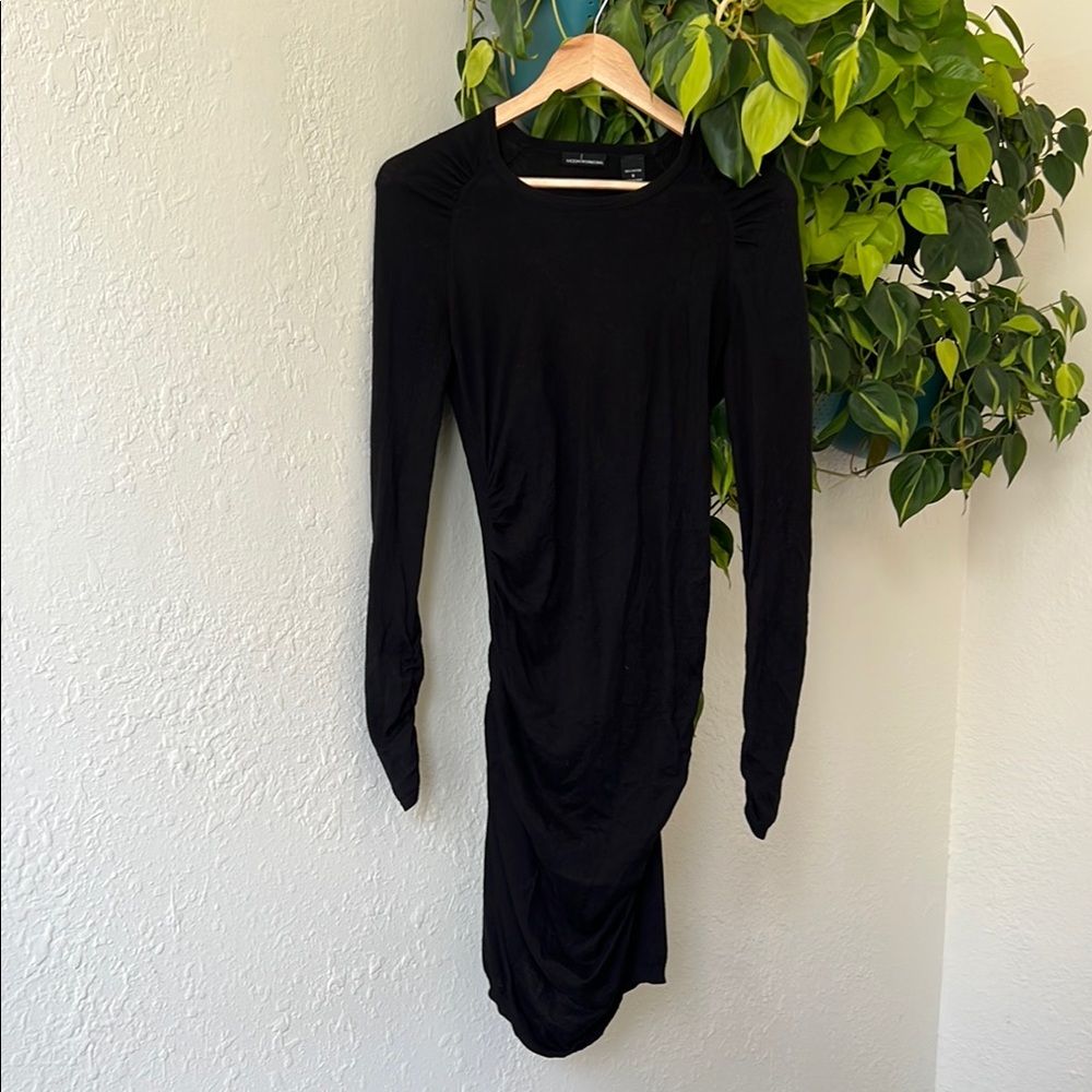Moda International Black Ruched Long Sleeve Dress